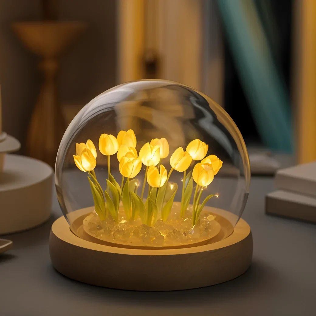 FloraDome LED-Kuppellampe mit Tulpen-Design – Dekoleuchte