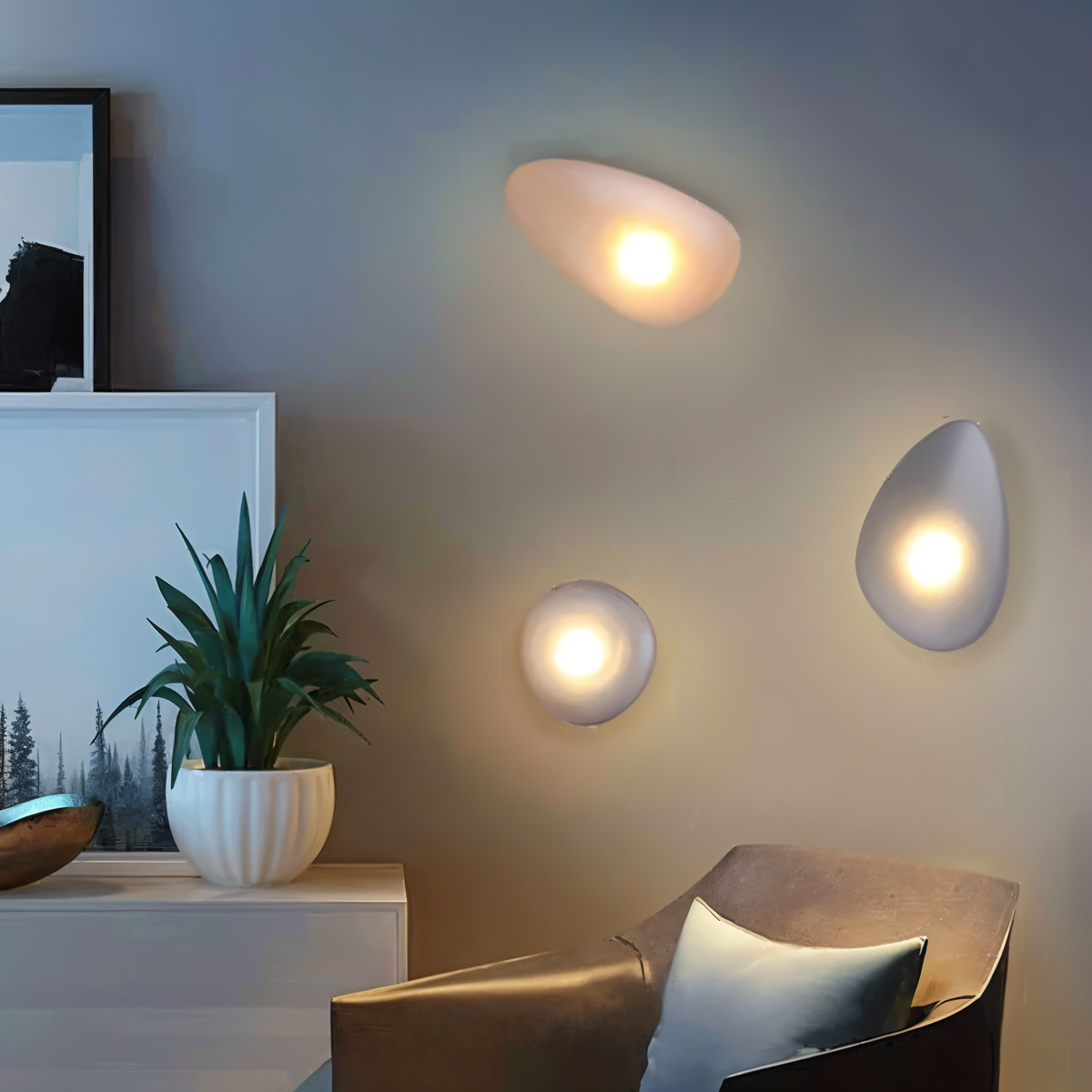 PebbleGlow Minimalistische LED-Wandleuchte aus Glas