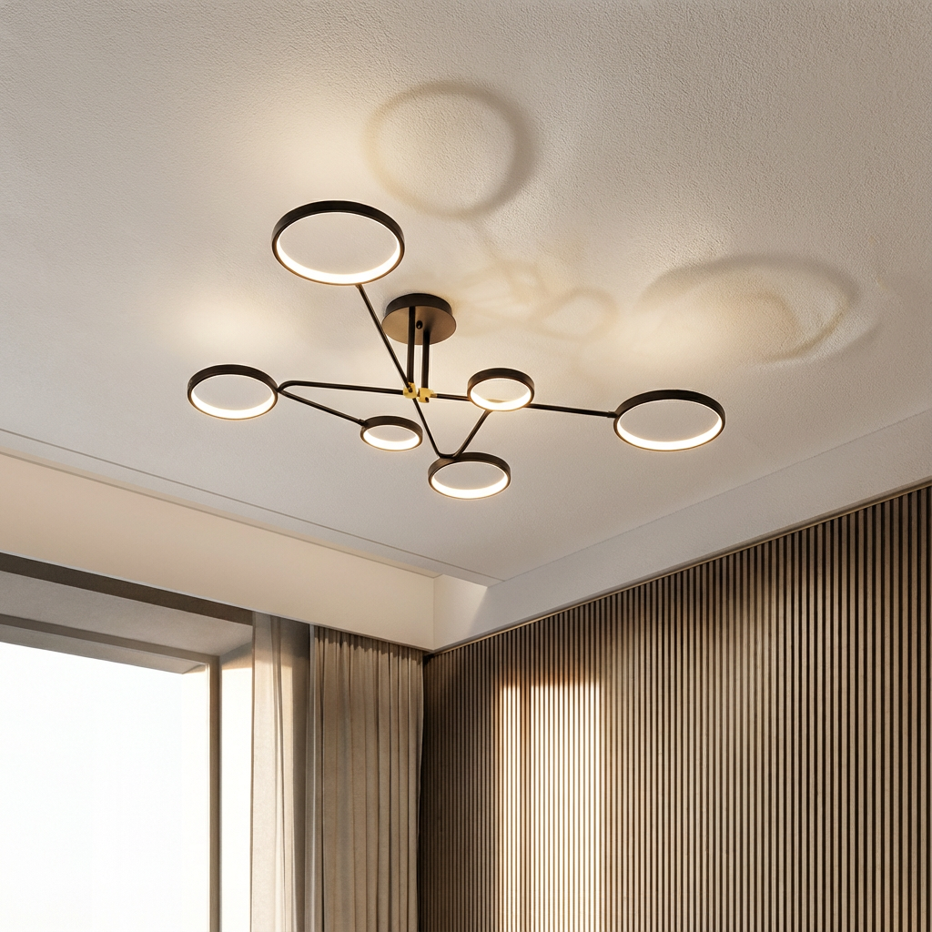 RingLumo LED-Kronleuchter mit verstellbarer Höhe – Pendelleuchte – Ansicht 3 von 7
