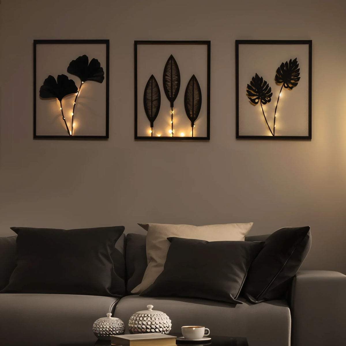 FoliaGlow LED-Lichtrahmen Set mit Blattdesign – Dekoleuchte – Ansicht 2 von 8
