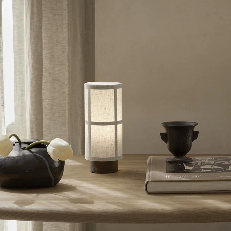ZenLumi Tischlampe im Japan-Stil mit Leinenschirm – Tischleuchte – Ansicht 3 von 8