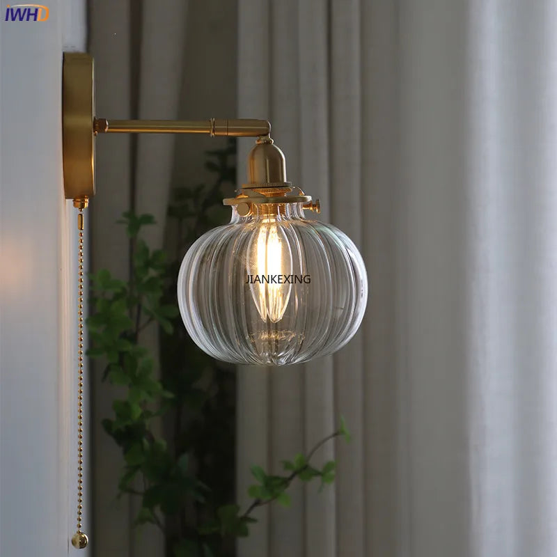 HestaPoint Wandleuchte mit Zugschalter aus Glas und Eisen – Ansicht 2 von 35