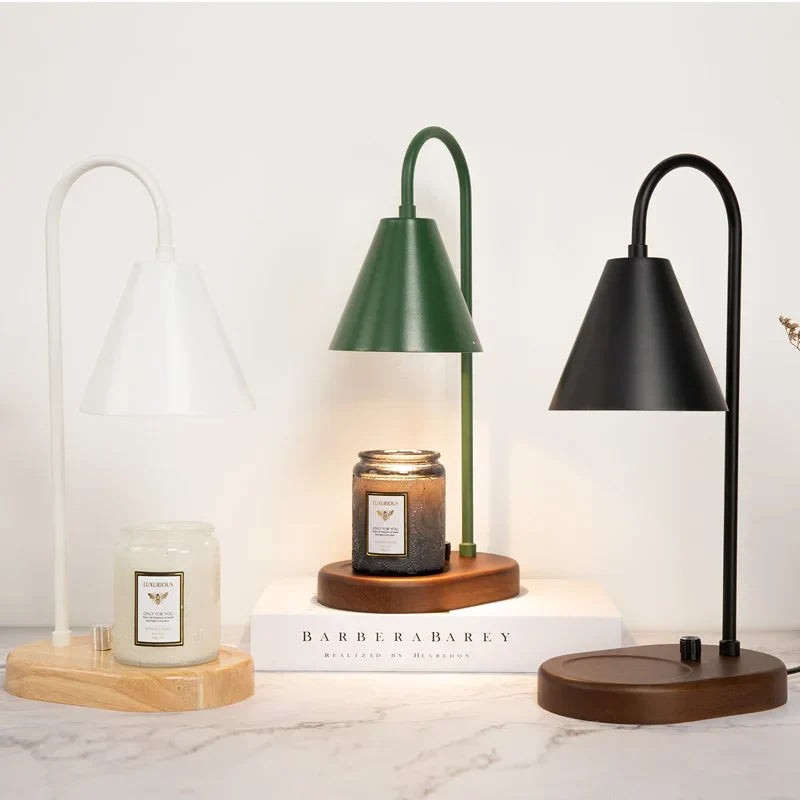 AromaGlow Wachsschmelzlampe aus Eichenholz mit Dimmfunktion – LED-Kerzen – Ansicht 2 von 9