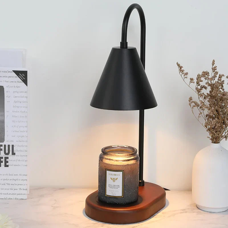 AromaGlow Wachsschmelzlampe aus Eichenholz mit Dimmfunktion – LED-Kerzen – Ansicht 9 von 9