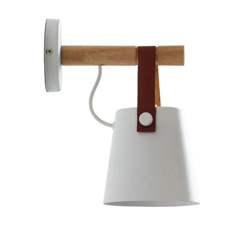 HaloTide LED-Wandleuchte mit Holz & Leder – Ansicht 7 von 11