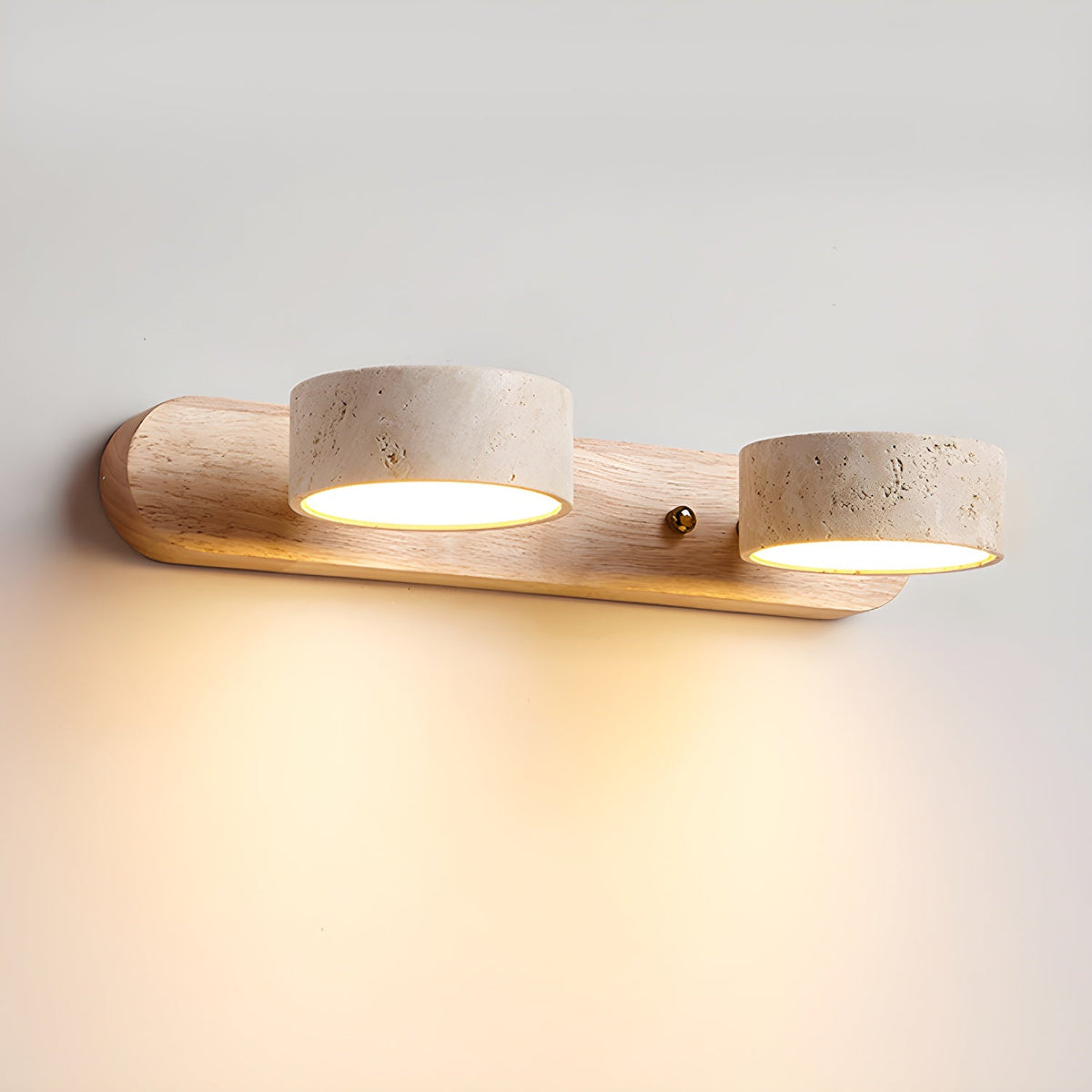 Duolith Doppelarm Wandleuchte in Travertin-Optik