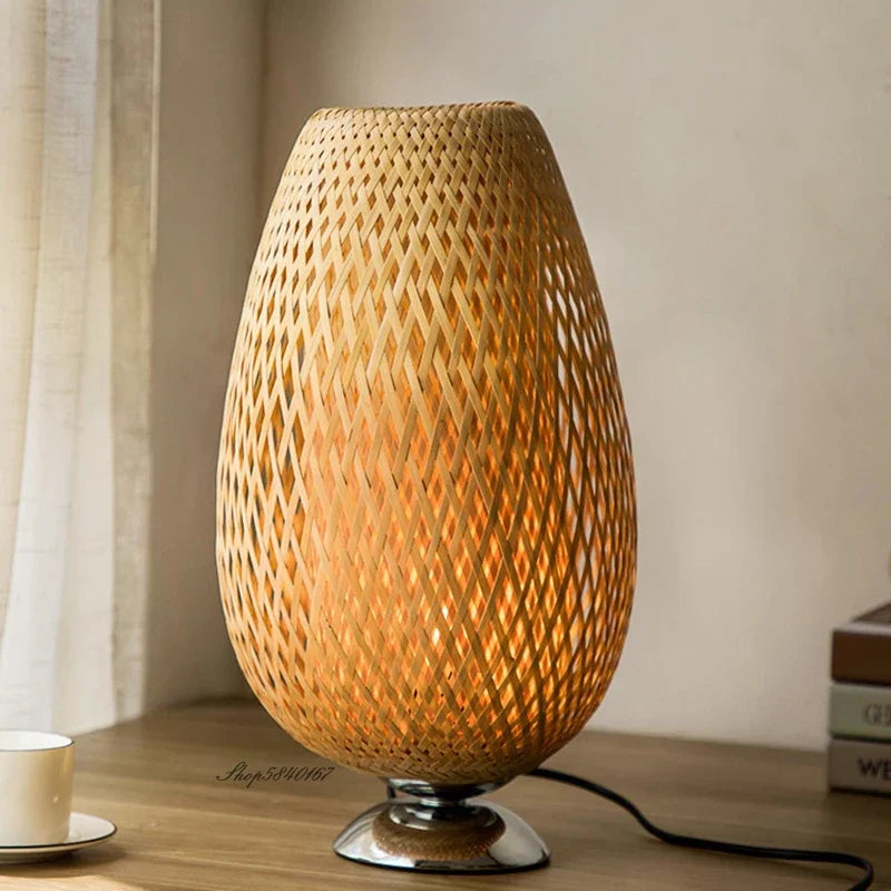CasaBamboo Vintage Bambus-Tischlampe für Wohnzimmer – Tischleuchte – Ansicht 16 von 23