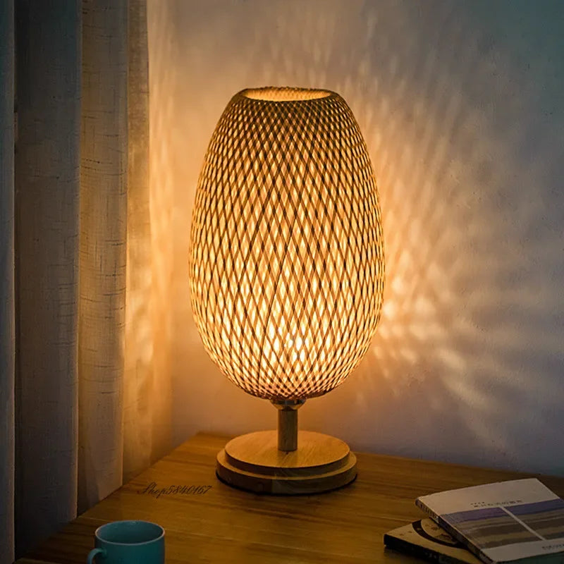 CasaBamboo Vintage Bambus-Tischlampe für Wohnzimmer – Tischleuchte – Ansicht 17 von 23