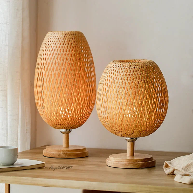 CasaBamboo Vintage Bambus-Tischlampe für Wohnzimmer – Tischleuchte – Ansicht 8 von 23