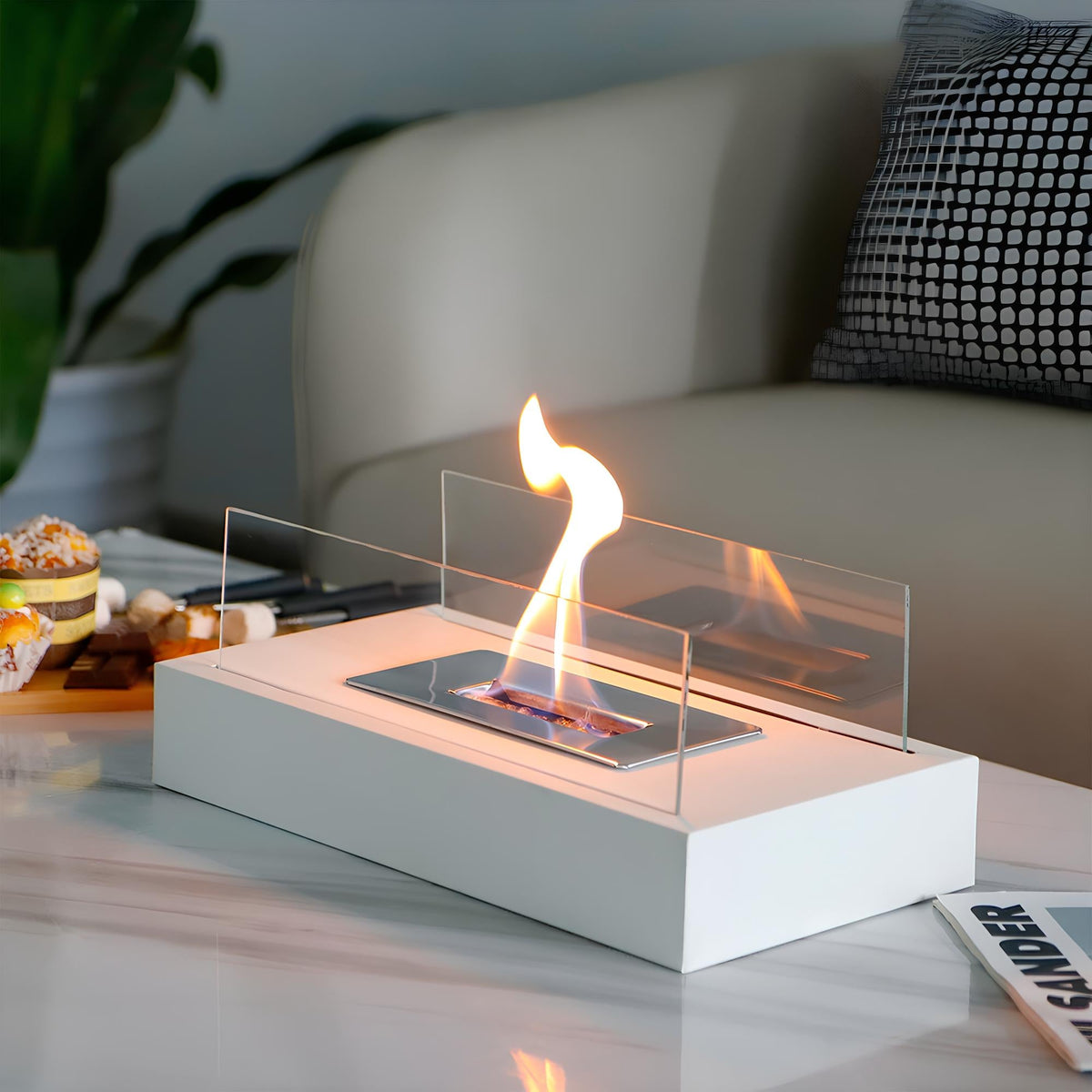 Ardeva Bioethanol Tischkamin mit Echtflamme – Wohnaccessoire – Ansicht 3 von 15