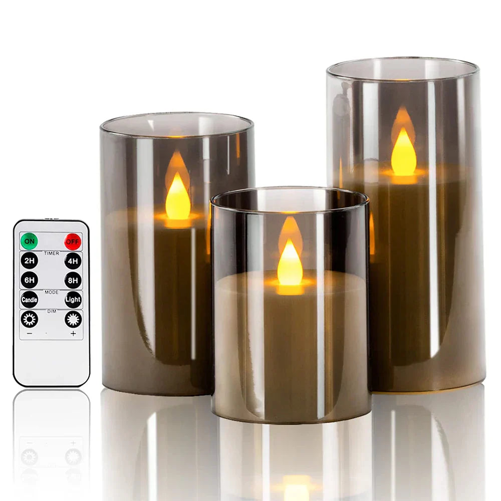 VelaGlow Flackernde LED-Kerzen im 3er-Set – Ansicht 2 von 10