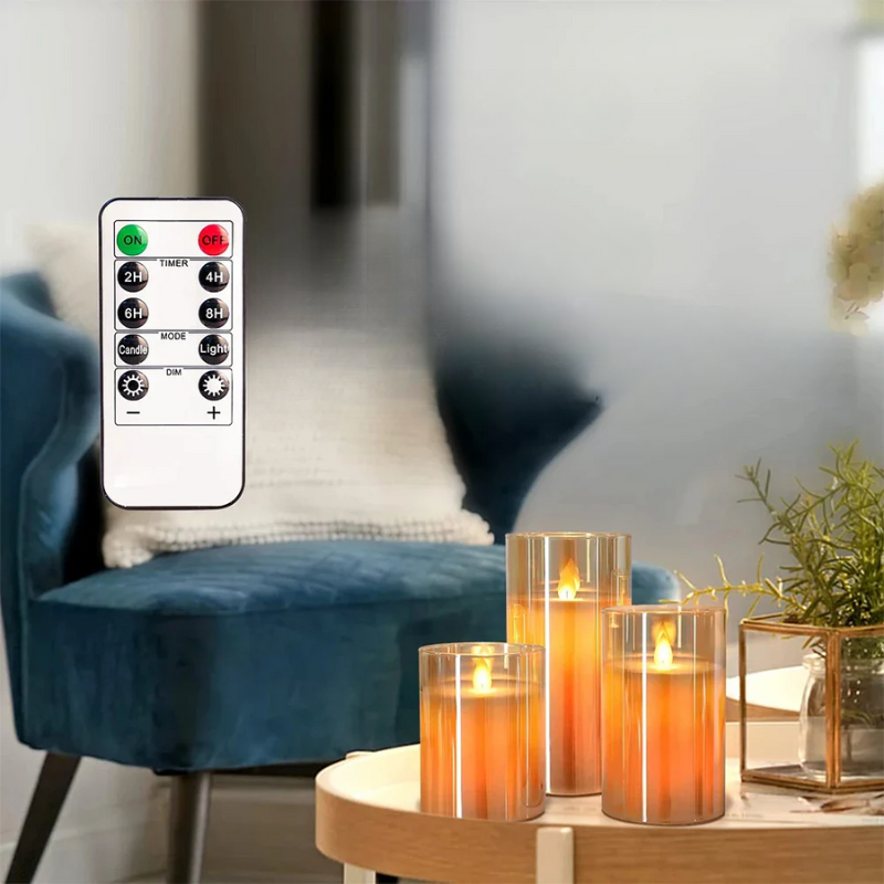 VelaGlow Flackernde LED-Kerzen im 3er-Set – Ansicht 7 von 10