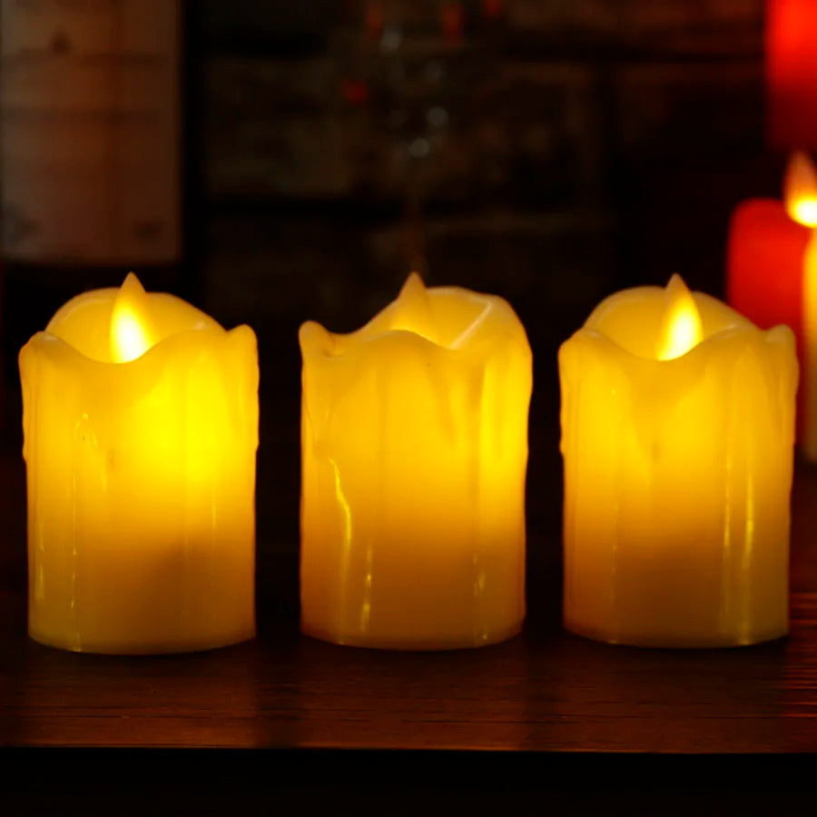 CandleGlow Flammenlose LED-Stumpenkerzen im 3er-Set – LED-Kerzen aus Stoff – Ansicht 2 von 9