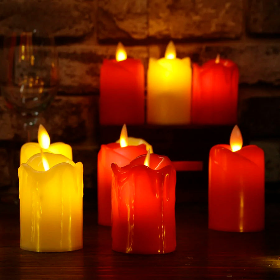 CandleGlow Flammenlose LED-Stumpenkerzen im 3er-Set – LED-Kerzen aus Stoff – Ansicht 4 von 9