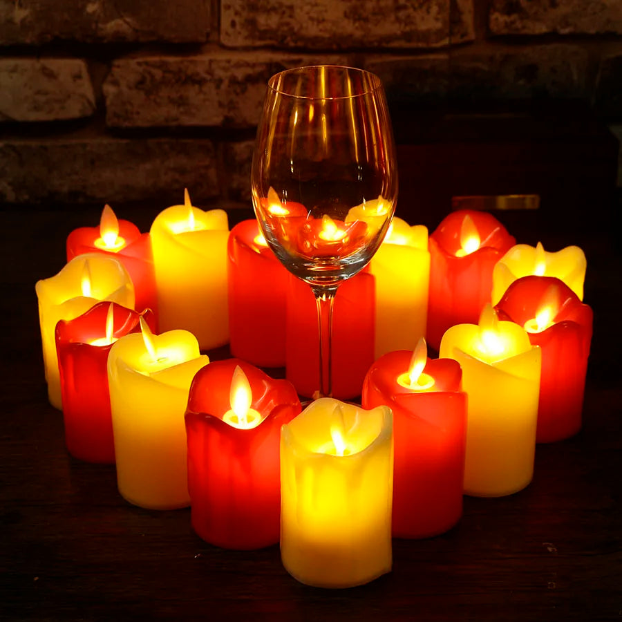 CandleGlow Flammenlose LED-Stumpenkerzen im 3er-Set – LED-Kerzen aus Stoff – Ansicht 6 von 9