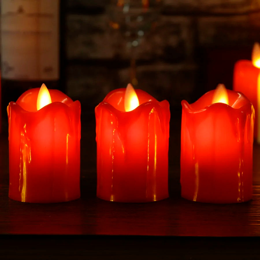 CandleGlow Flammenlose LED-Stumpenkerzen im 3er-Set – LED-Kerzen aus Stoff – Ansicht 8 von 9