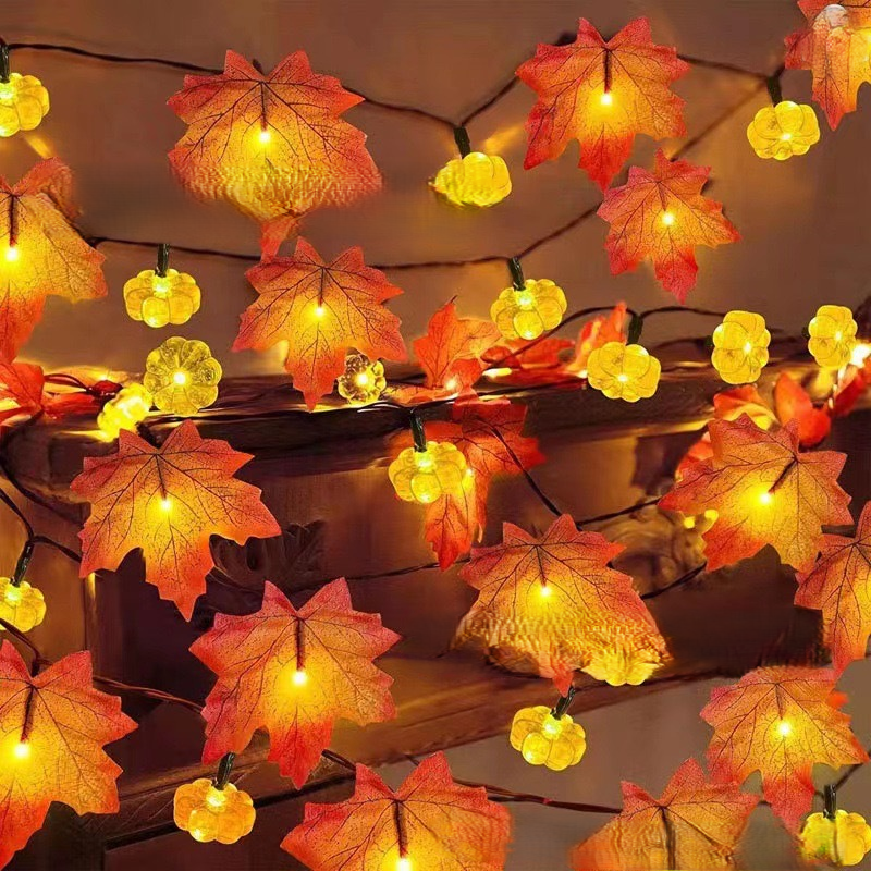 AutumnGlow LED Ahornblätter-Girlande mit Fernbedienung – Lichterkette – Ansicht 2 von 2