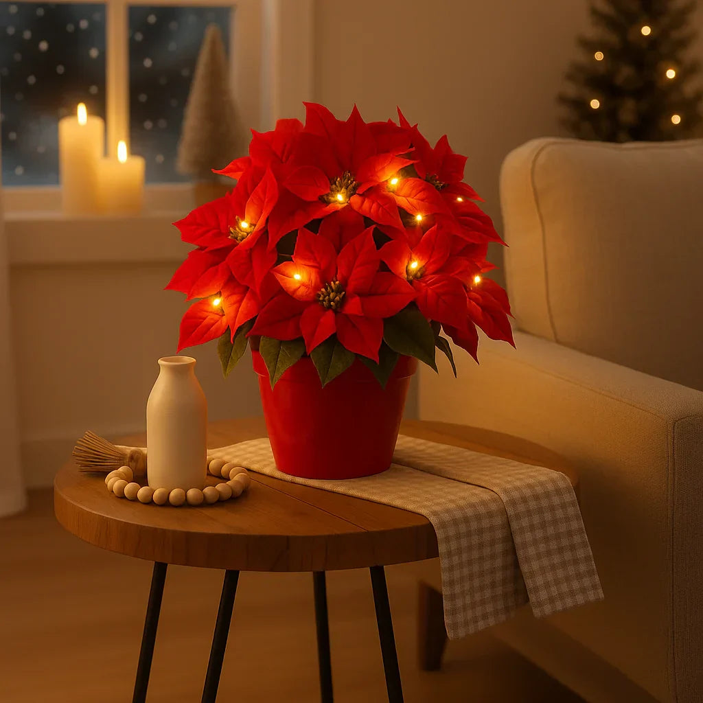 BloomGlow LED Blütenlampe mit warmweißem Licht – Dekoleuchte aus Stoff – Ansicht 6 von 6