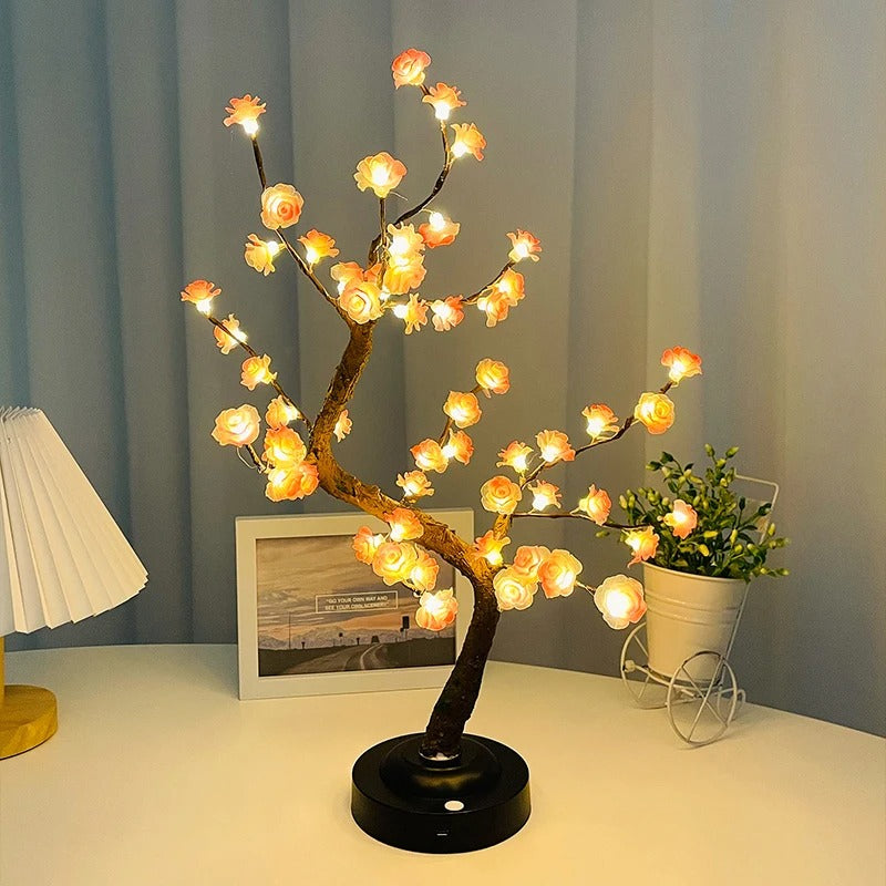 SakuraGlow LED Bonsai-Tischlampe mit Blüten – Dekoleuchte