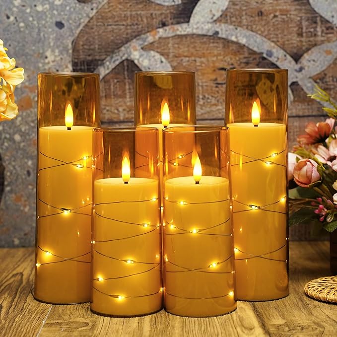 GlowVela LED-Kerzen im Glas mit Lichterkette-Effekt – Ansicht 2 von 9