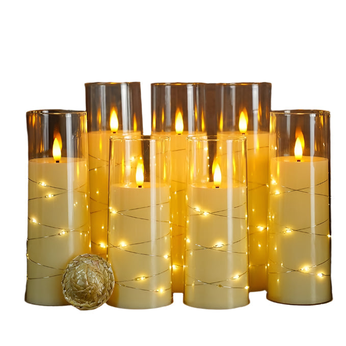 GlowVela LED-Kerzen im Glas mit Lichterkette-Effekt – Ansicht 5 von 9