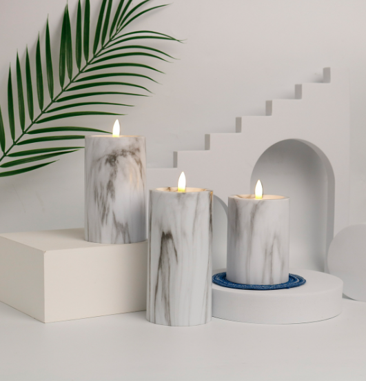 MarbellaGlow LED Kerzenlichter im Marmor-Look – LED-Kerzen aus Glas
