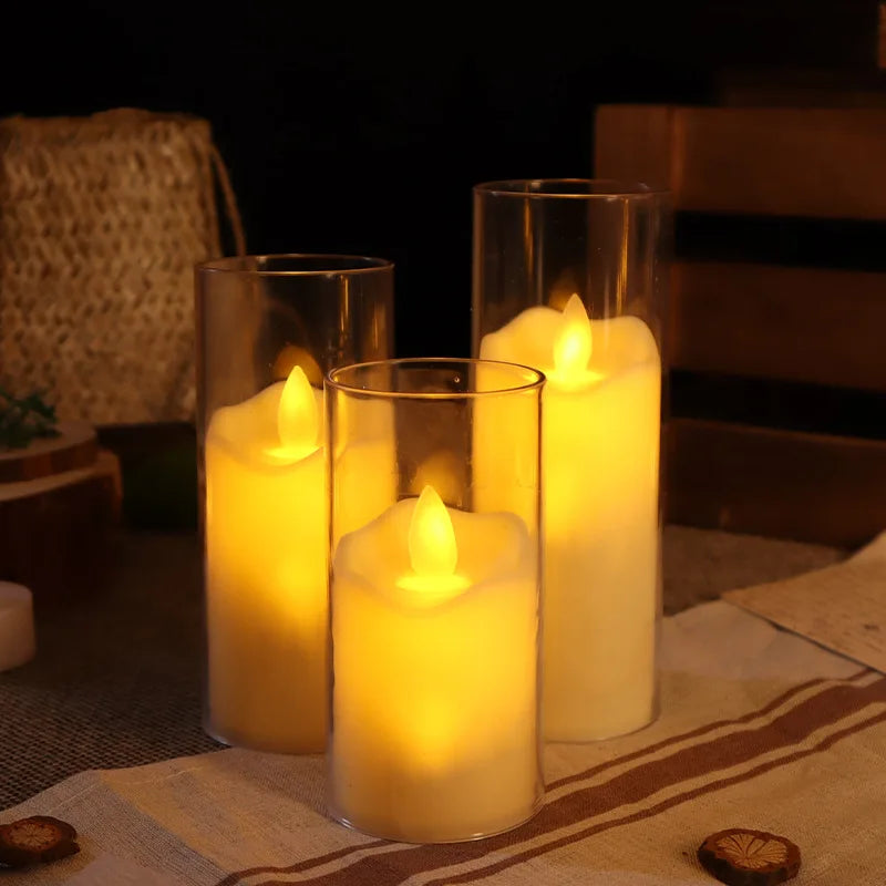 FlameAura LED-Kerzenset mit realistischem Flackerlicht aus Glas – Ansicht 2 von 7