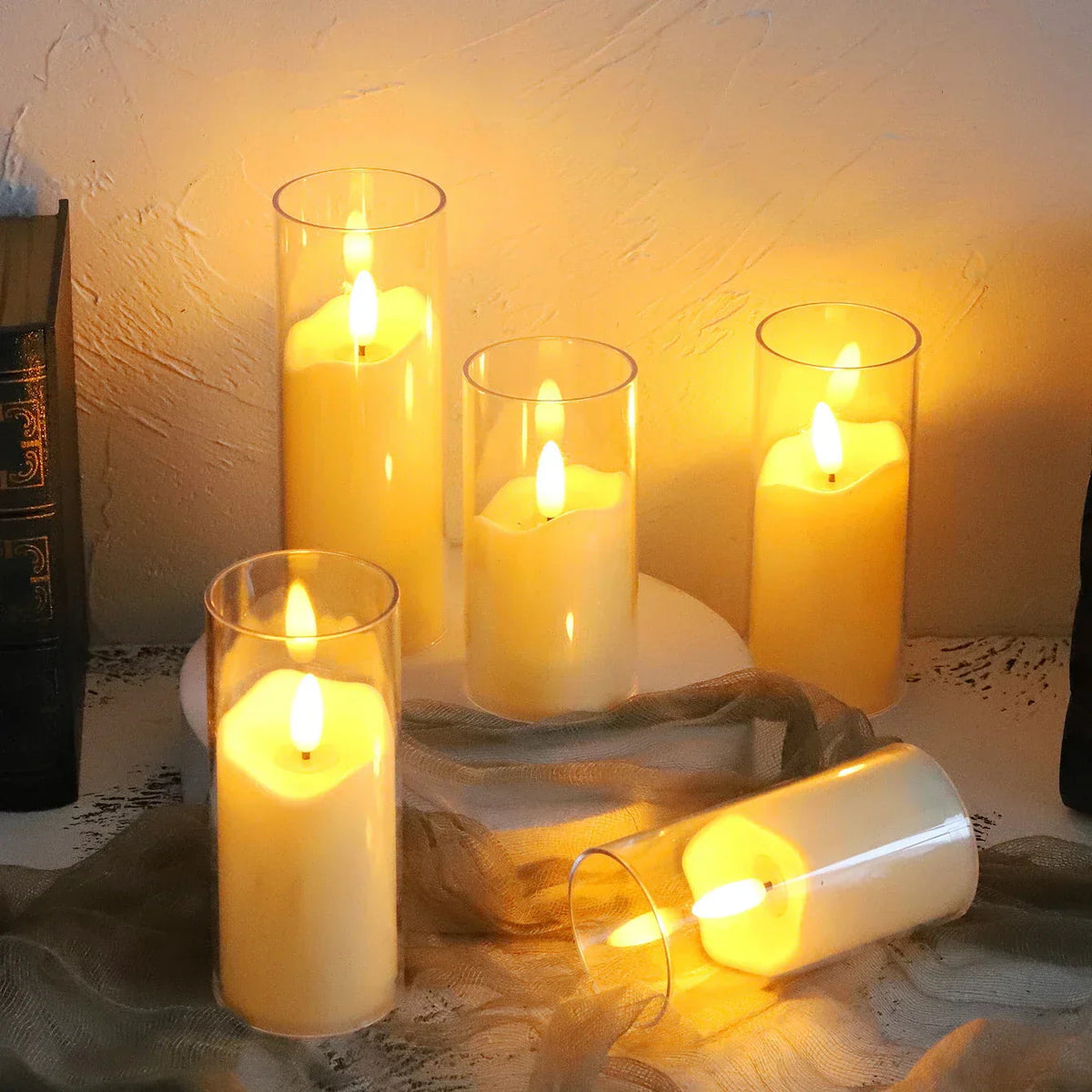 FlameAura LED-Kerzenset mit realistischem Flackerlicht aus Glas – Ansicht 6 von 7