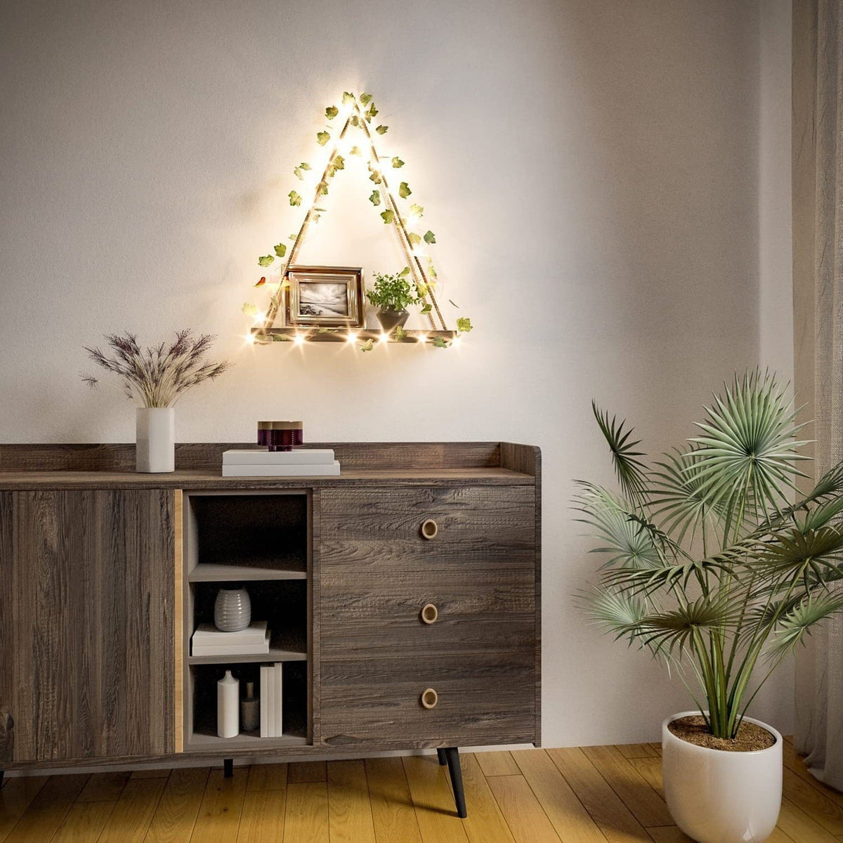 IvyGlow LED-Wandregal im Vintage-Stil – Wohnaccessoire – Ansicht 6 von 9