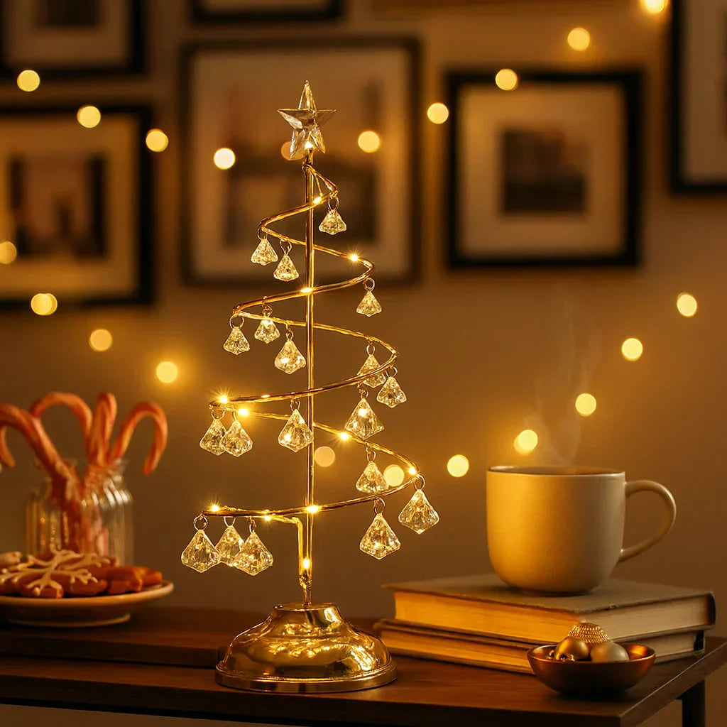 GoldGlow Tree LED-Weihnachtsbaum mit warmweißem Licht in Gold – Weihnachtsbeleuchtung aus Stoff – Ansicht 10 von 10