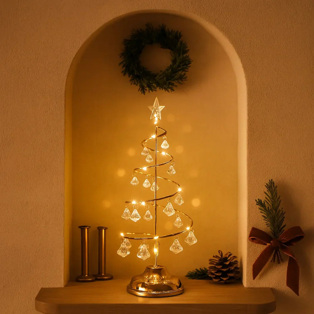GoldGlow Tree LED-Weihnachtsbaum mit warmweißem Licht in Gold – Weihnachtsbeleuchtung aus Stoff – Ansicht 9 von 10