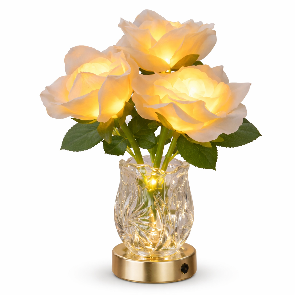 Rosalia Romantische LED-Blütenlampe – Dekoleuchte aus Glas – Ansicht 4 von 7