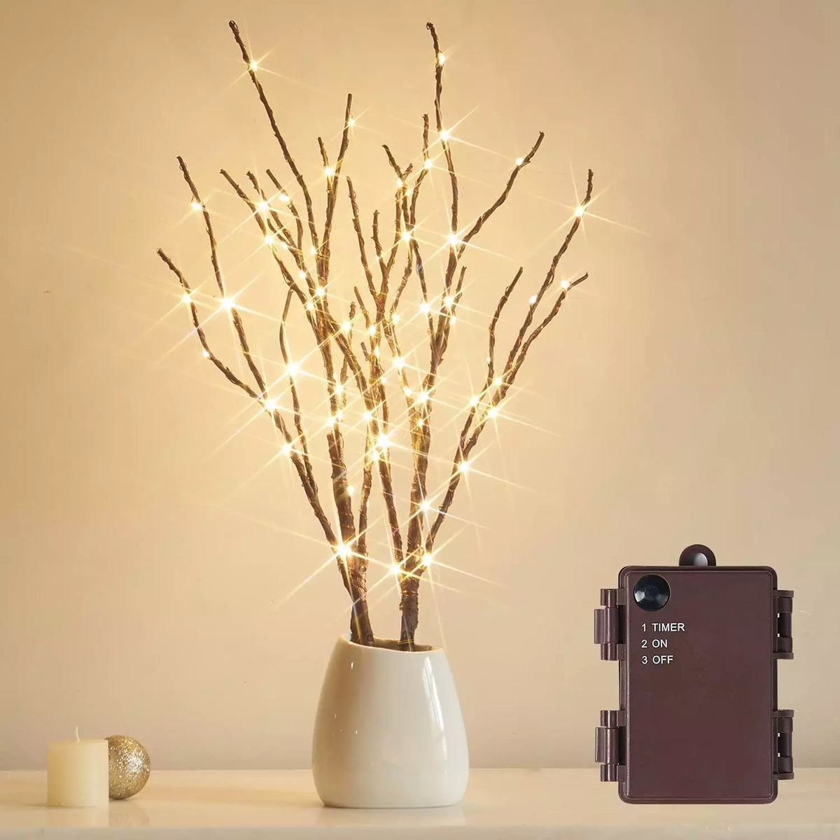 Amara Deko-Weide mit warmem LED-Licht – Dekoleuchte – Ansicht 12 von 12