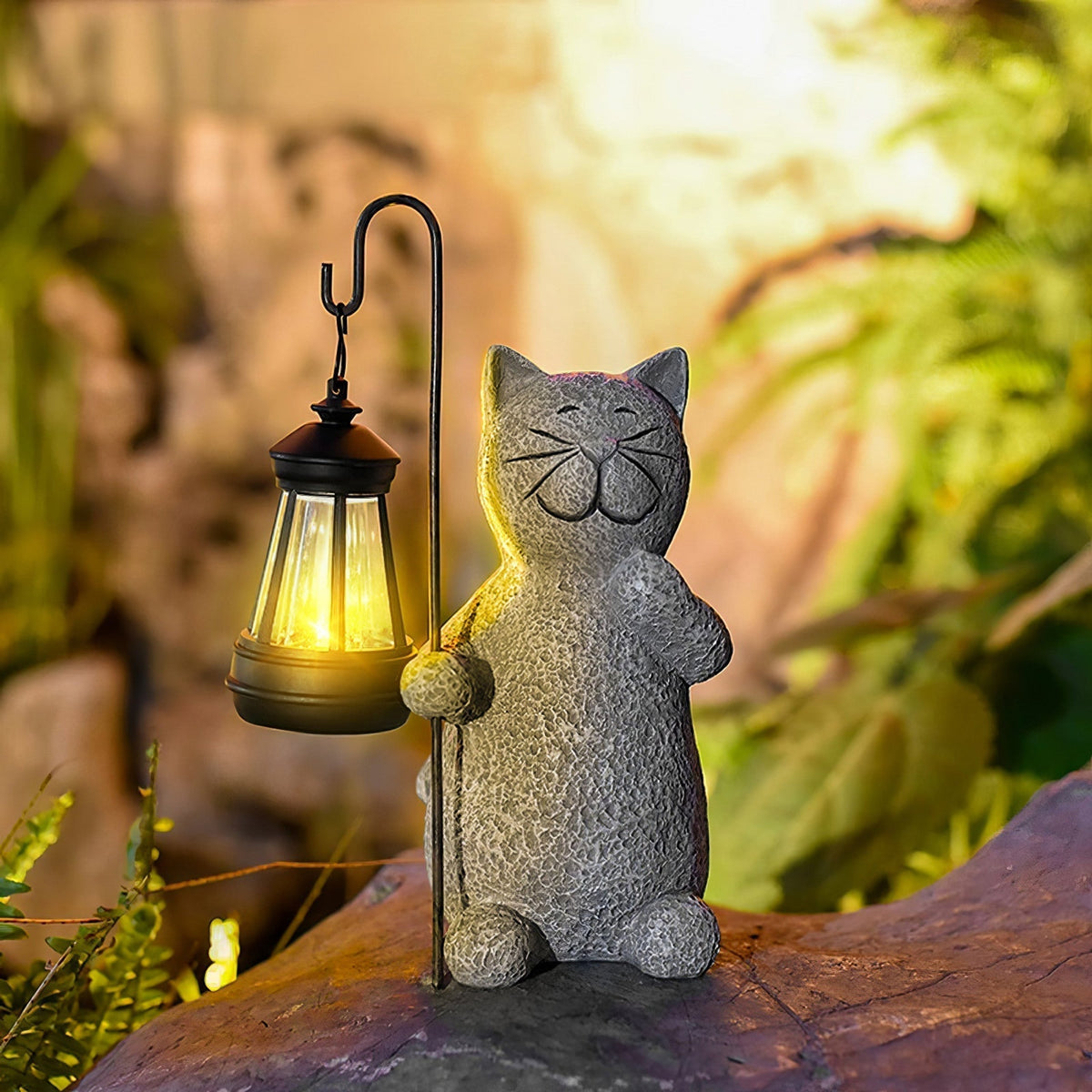 Glimora Solar-Gartenfigur Katze mit Dämmerungssensor – Solarleuchte – Ansicht 4 von 8
