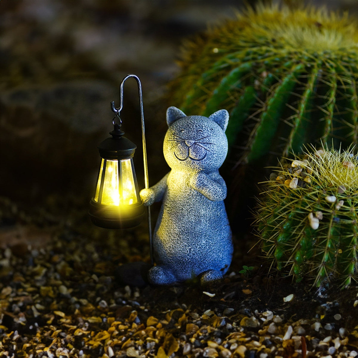 Glimora Solar-Gartenfigur Katze mit Dämmerungssensor – Solarleuchte – Ansicht 8 von 8