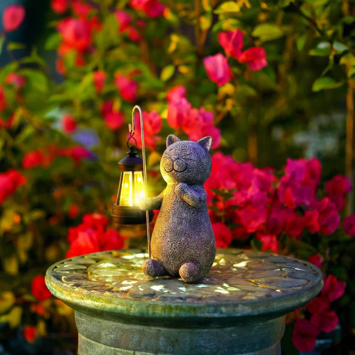 Glimora Solar-Gartenfigur Katze mit Dämmerungssensor – Solarleuchte
