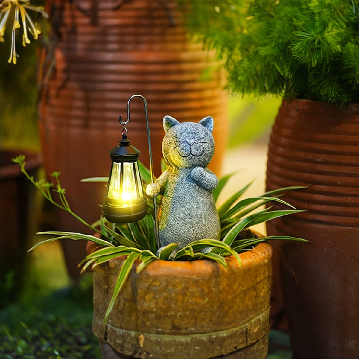 Glimora Solar-Gartenfigur Katze mit Dämmerungssensor – Solarleuchte – Ansicht 5 von 8