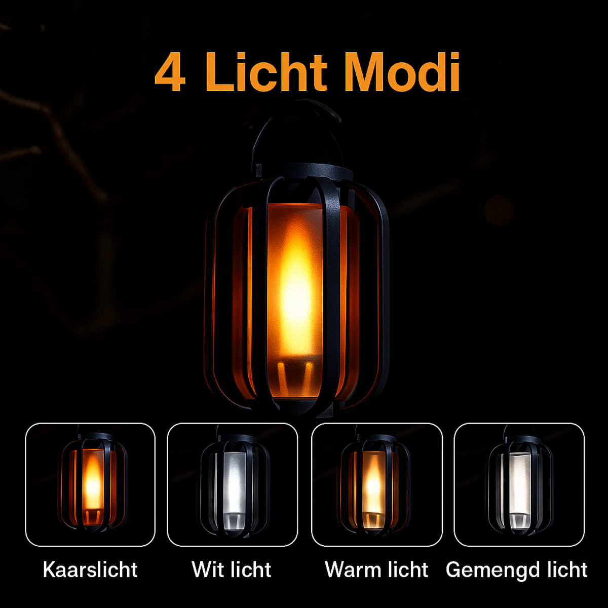 FlickerHaven Solar-Laterne im Vintage-Look mit Flammeneffekt – Solarleuchte aus Metall – Ansicht 5 von 6