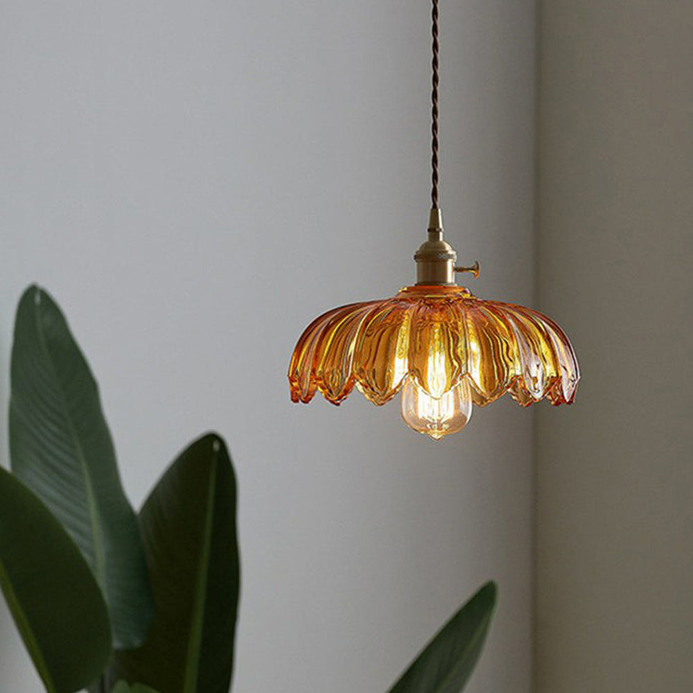 Lumessa Vintage Glas-Pendelleuchte im Blütendesign – Ansicht 10 von 21